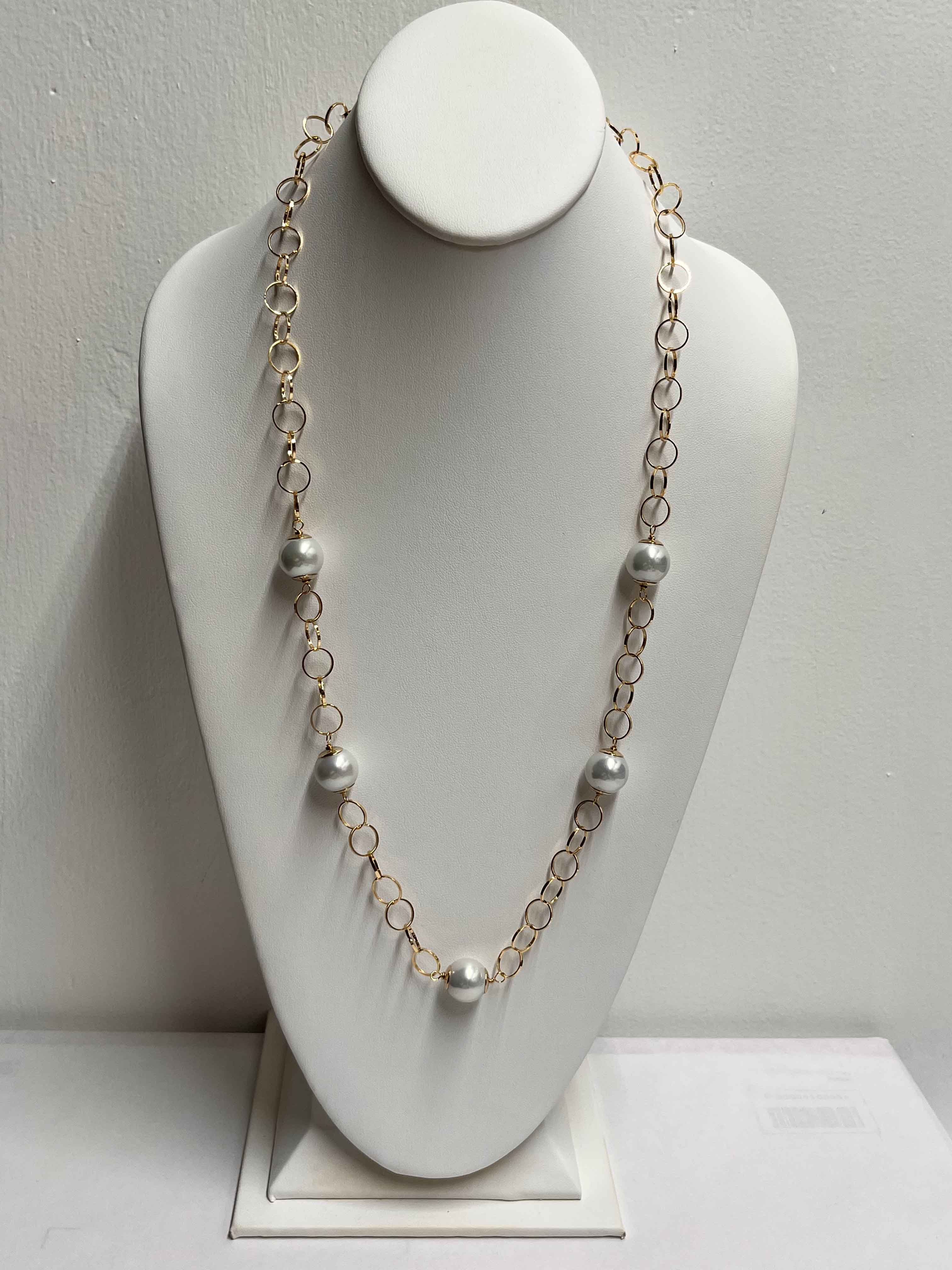 Necklace mallorca pearls gold plated white pearls - Item # 18621