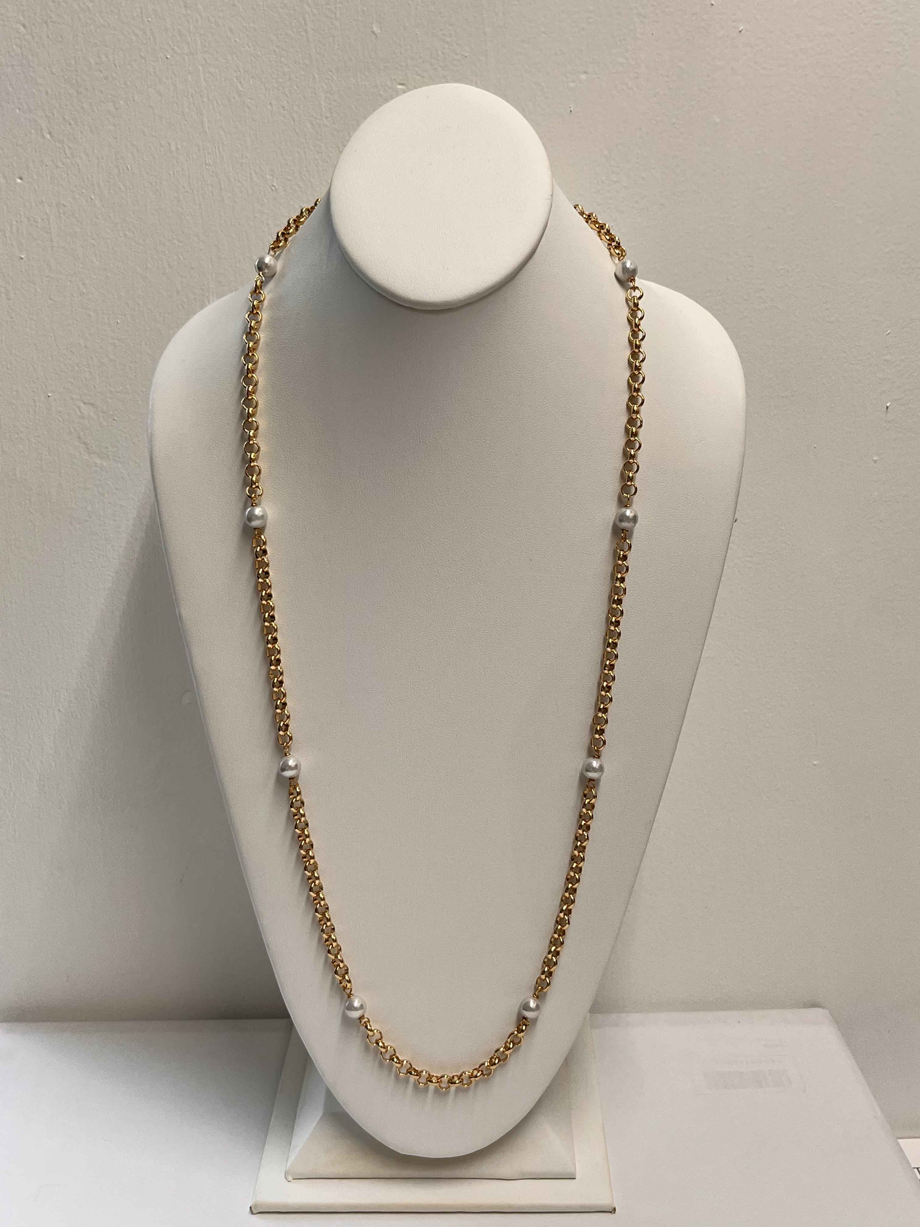 Necklace mallorca pearls gold plated white pearls - Item # 18689