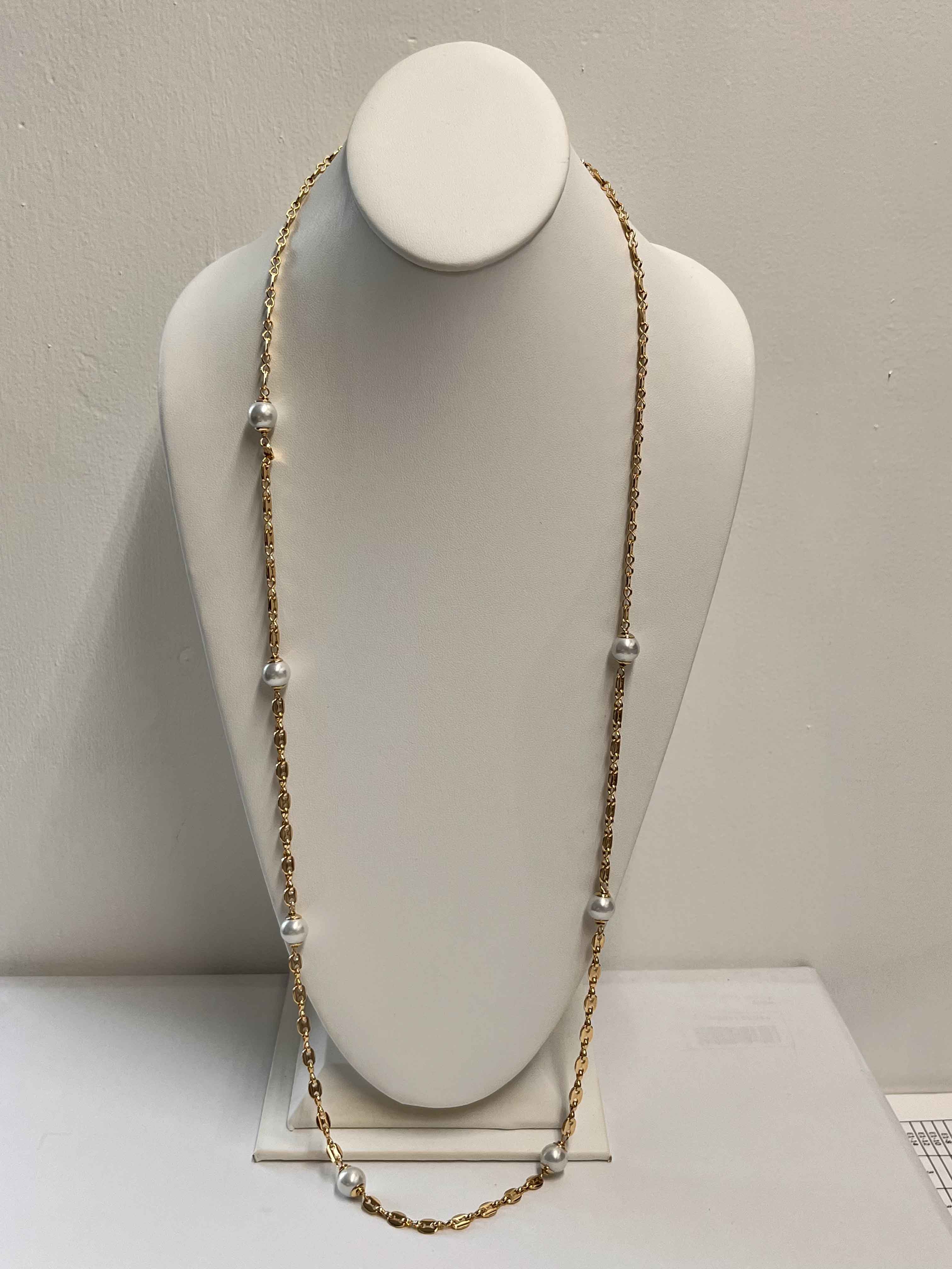 Necklace mallorca pearls gold plated white pearls - Item # 18691