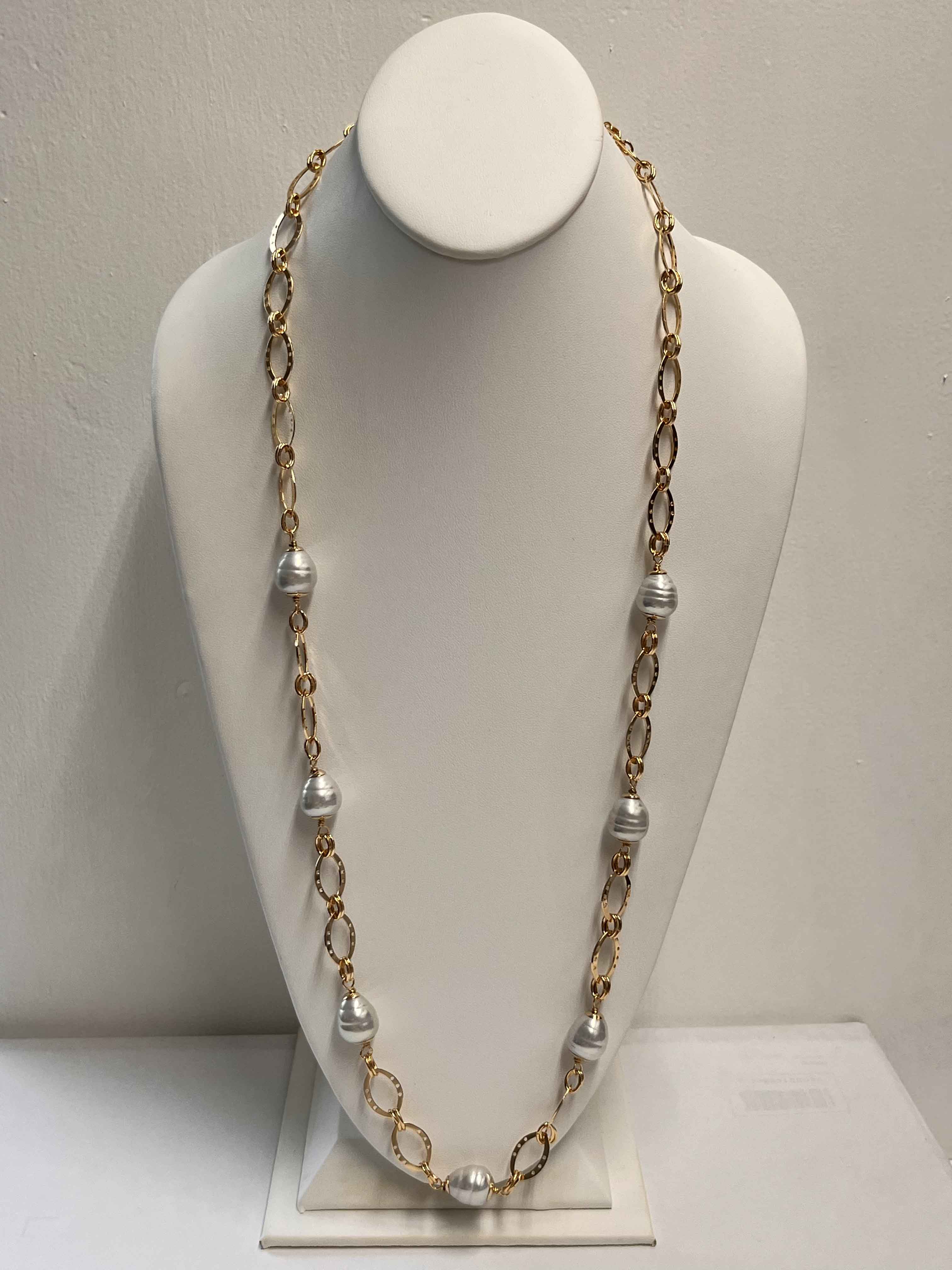 Necklace mallorca pearls gold plated white pearls - Item # 18698