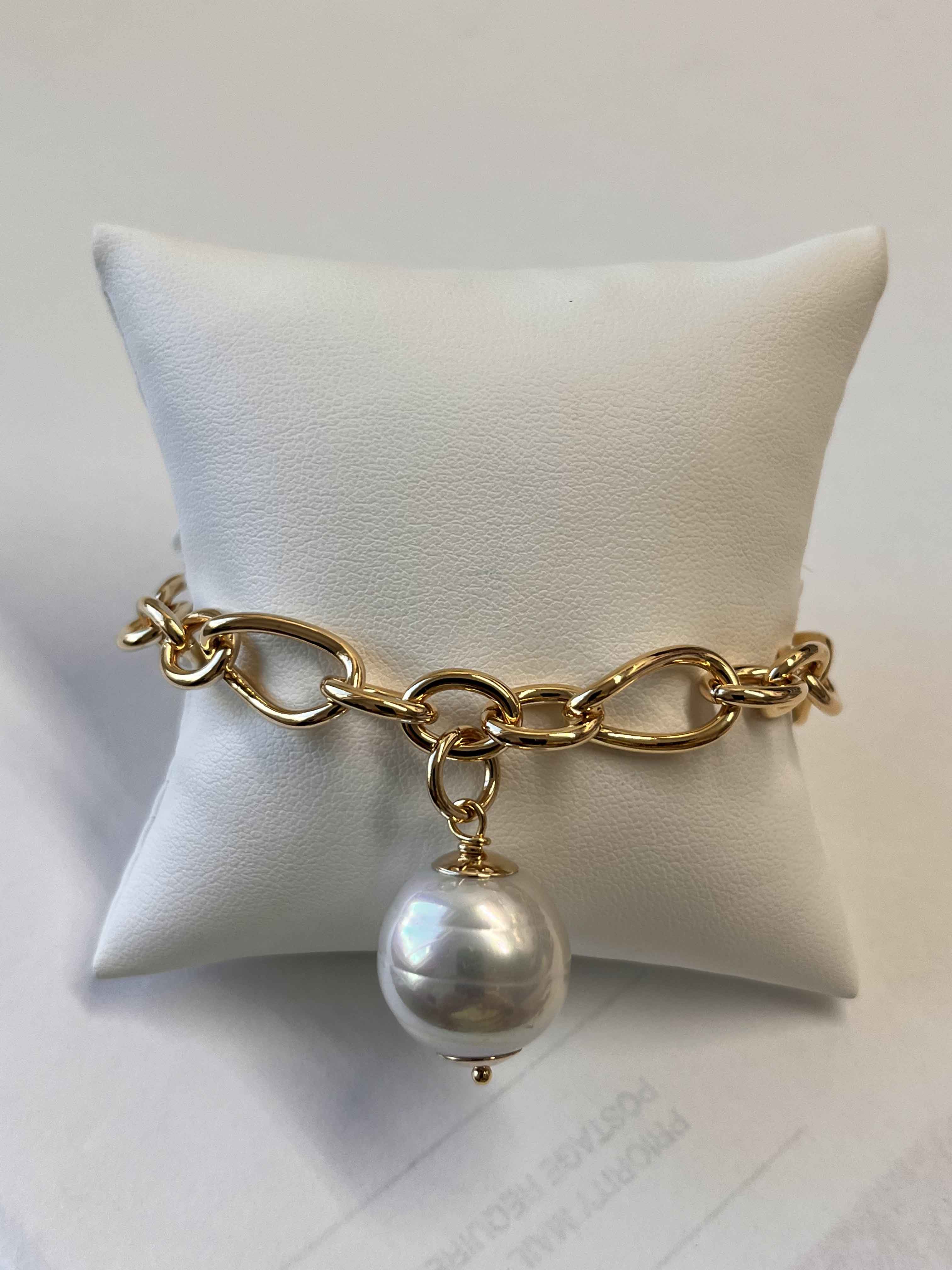 Bracelet mallorca pearls gold plated white pearls - Item # 18708