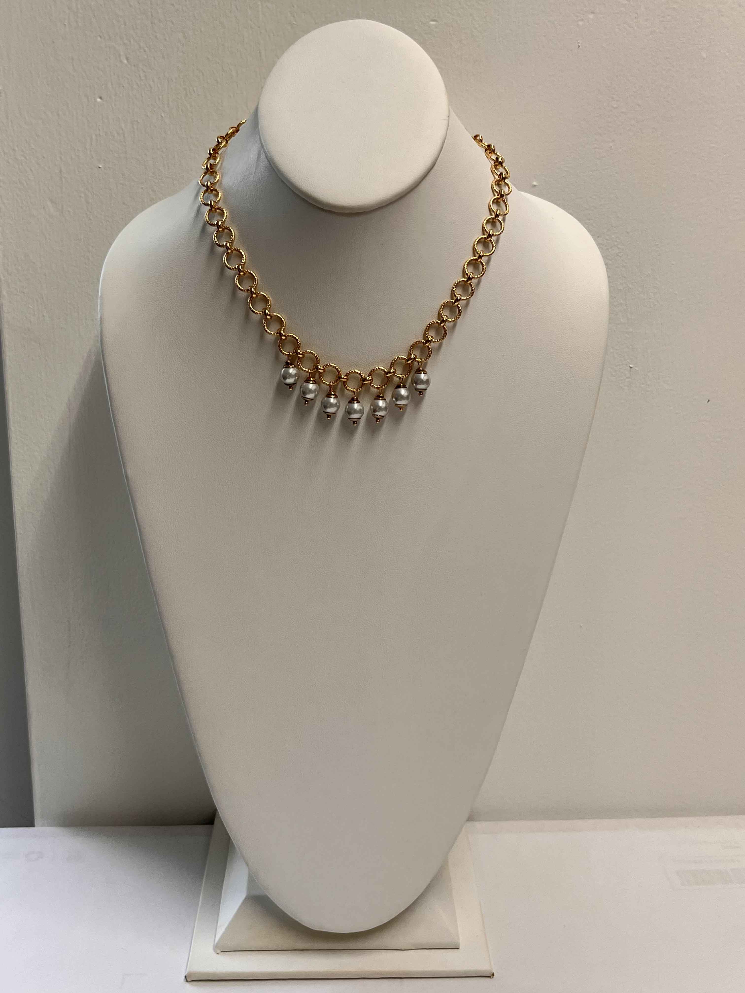 Necklace mallorca pearls gold plated white pearls - Item # 18710