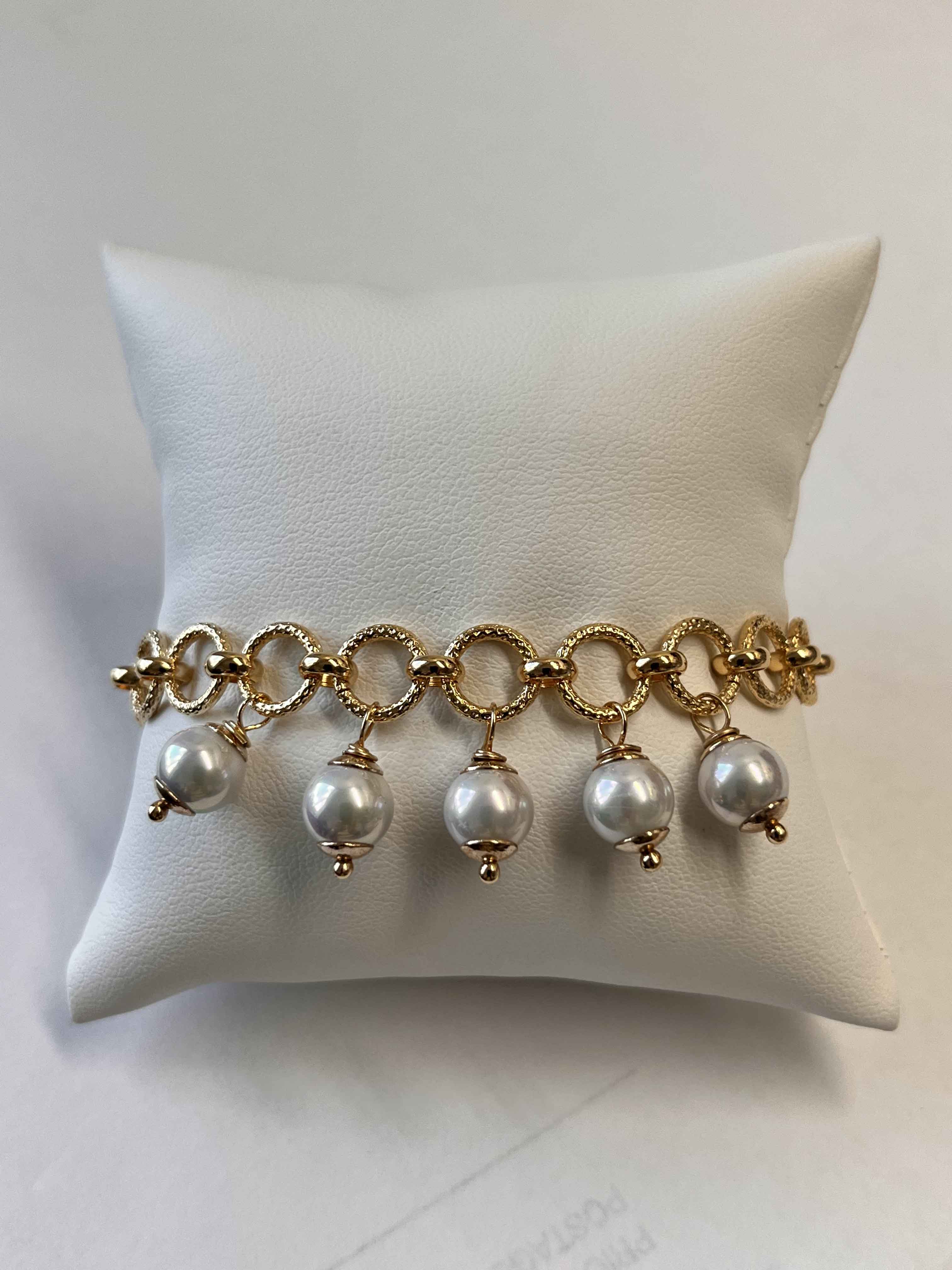 Bracelet mallorca pearls gold plated white pearls - Item # 18711