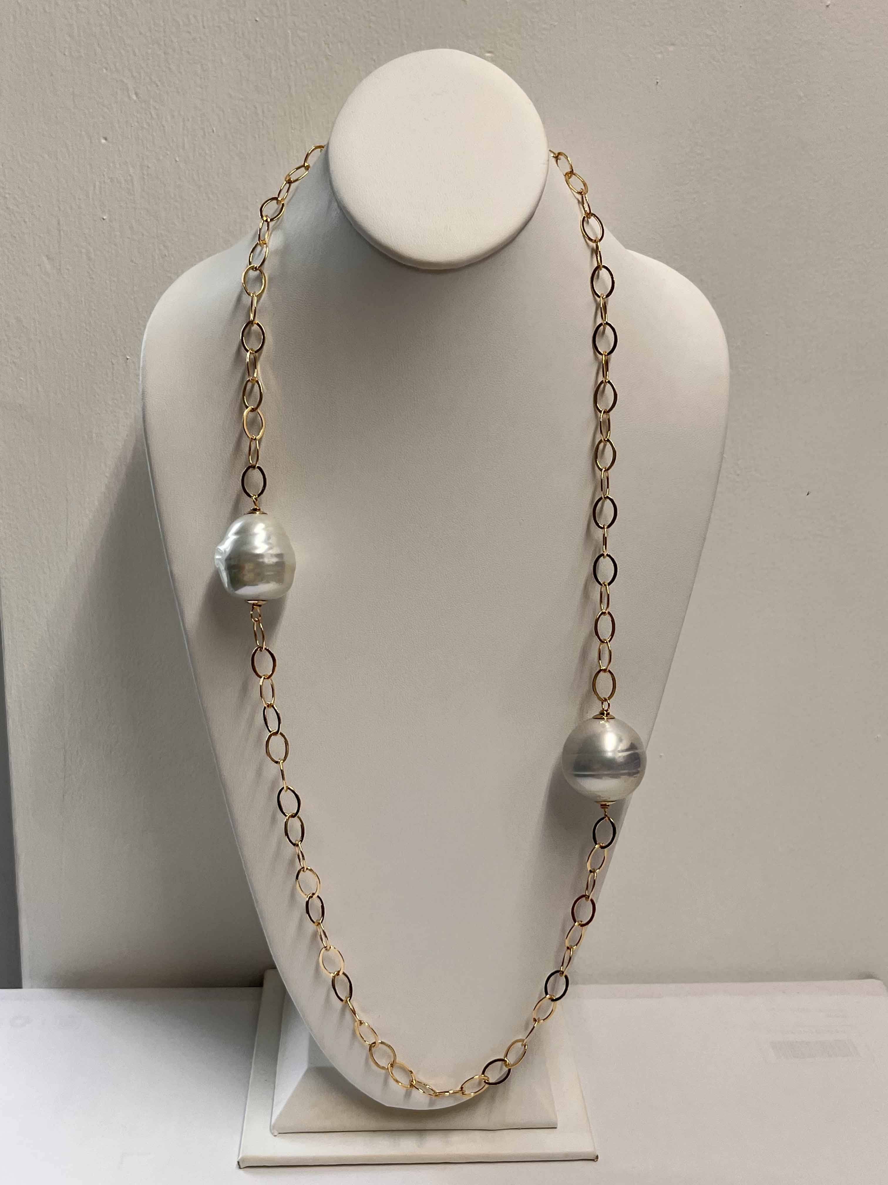 Necklace mallorca pearls gold plated white pearls - Item # 18714