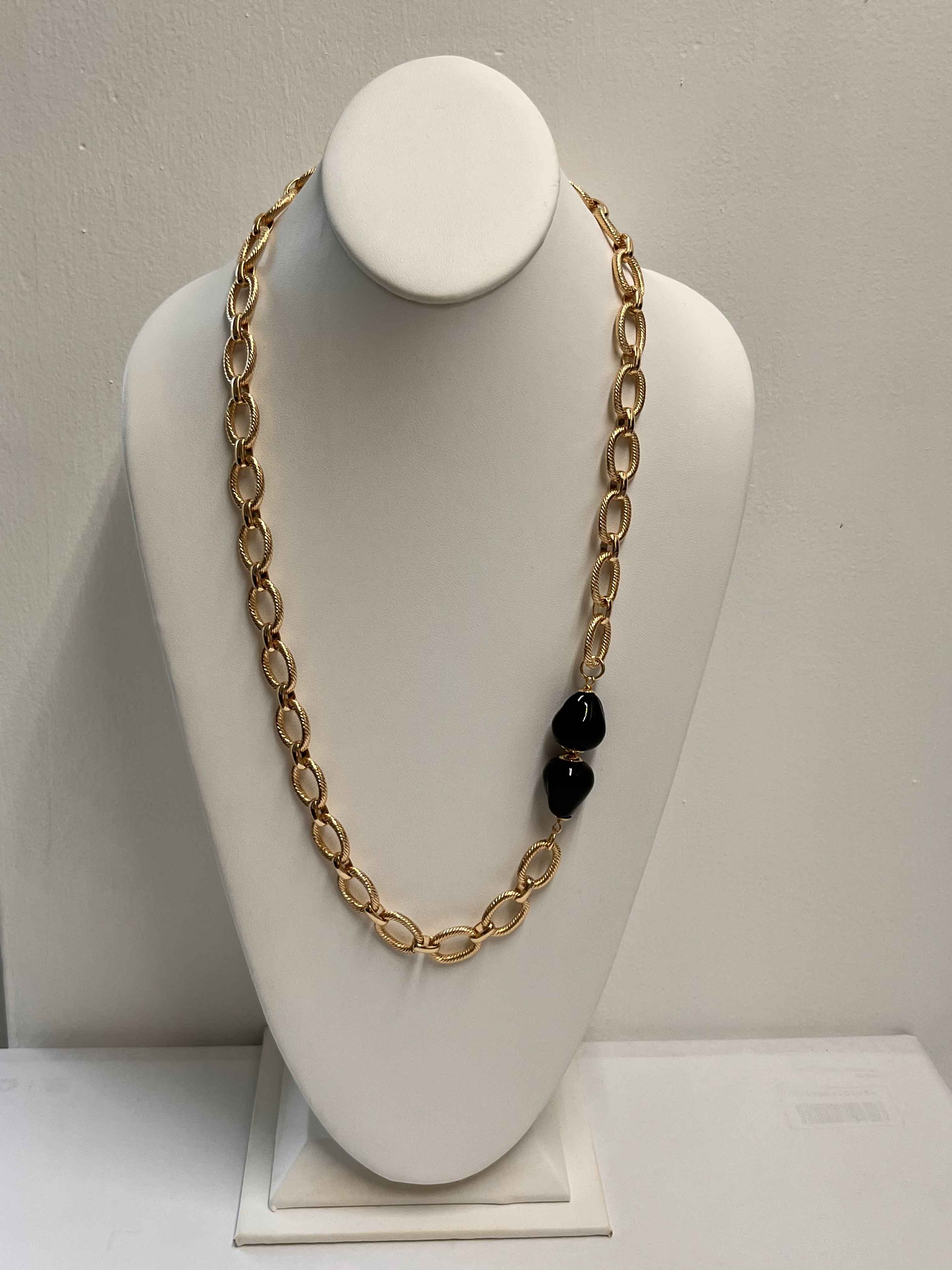 Necklace mallorca pearls gold plated black pearls - Item # 18720