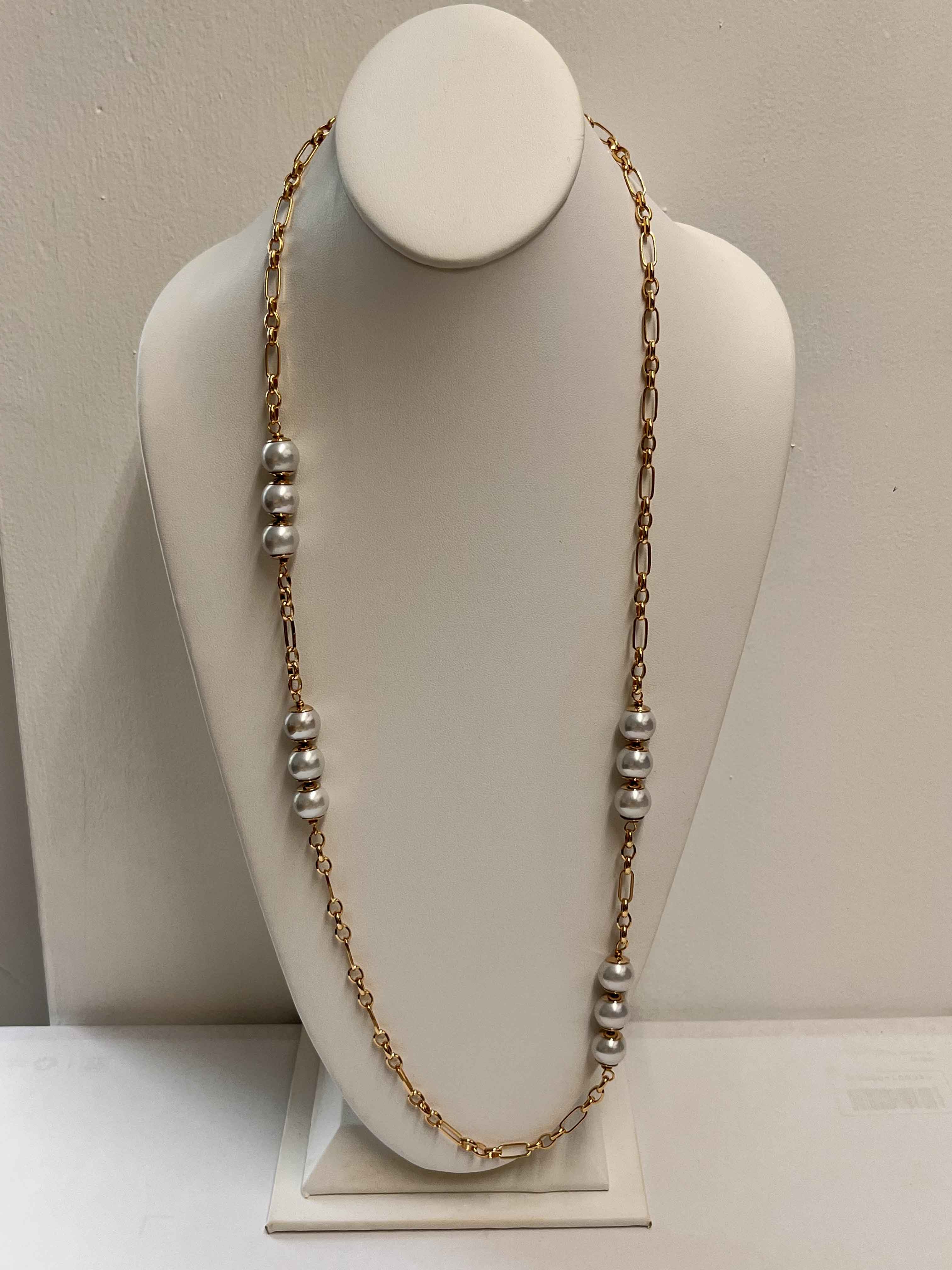 Necklace mallorca pearls gold plated white pearls - Item # 18726