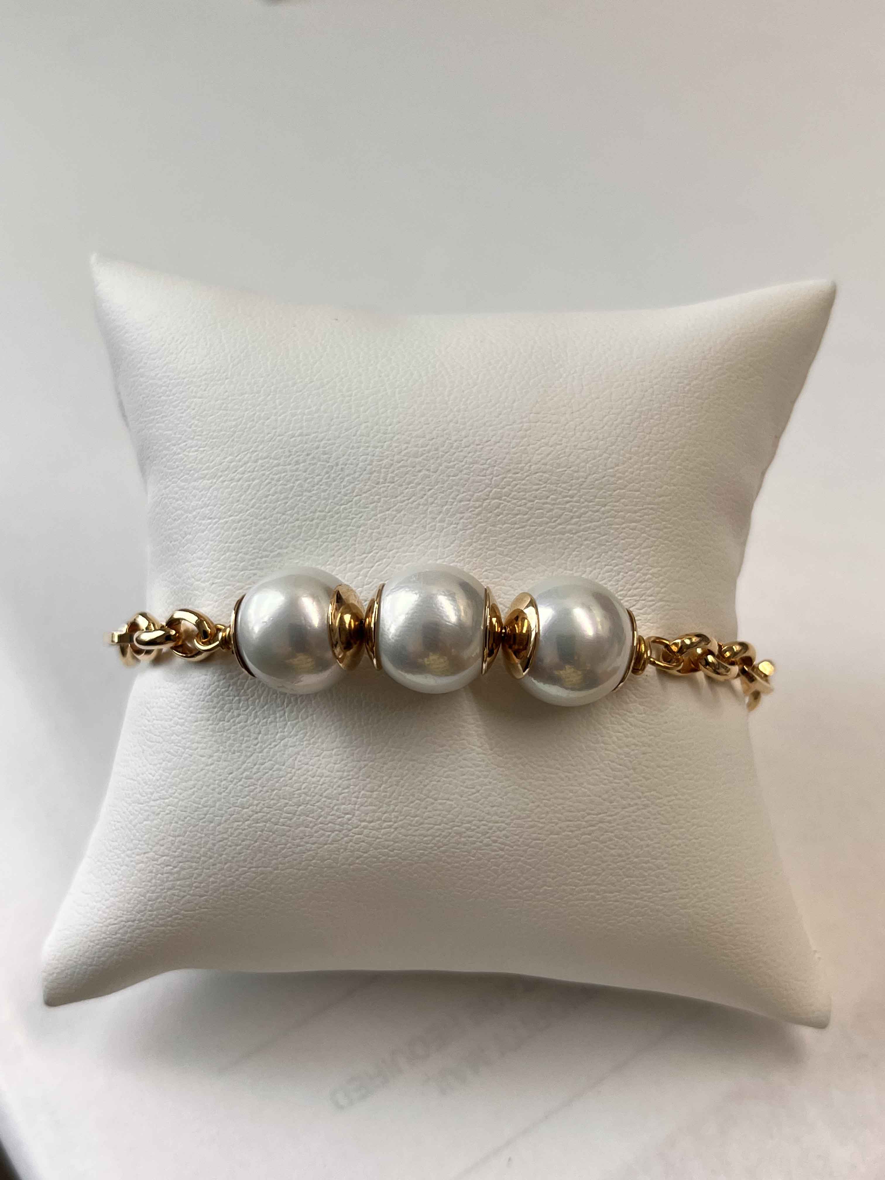 Bracelet mallorca pearls gold plated white pearls - Item # 18727