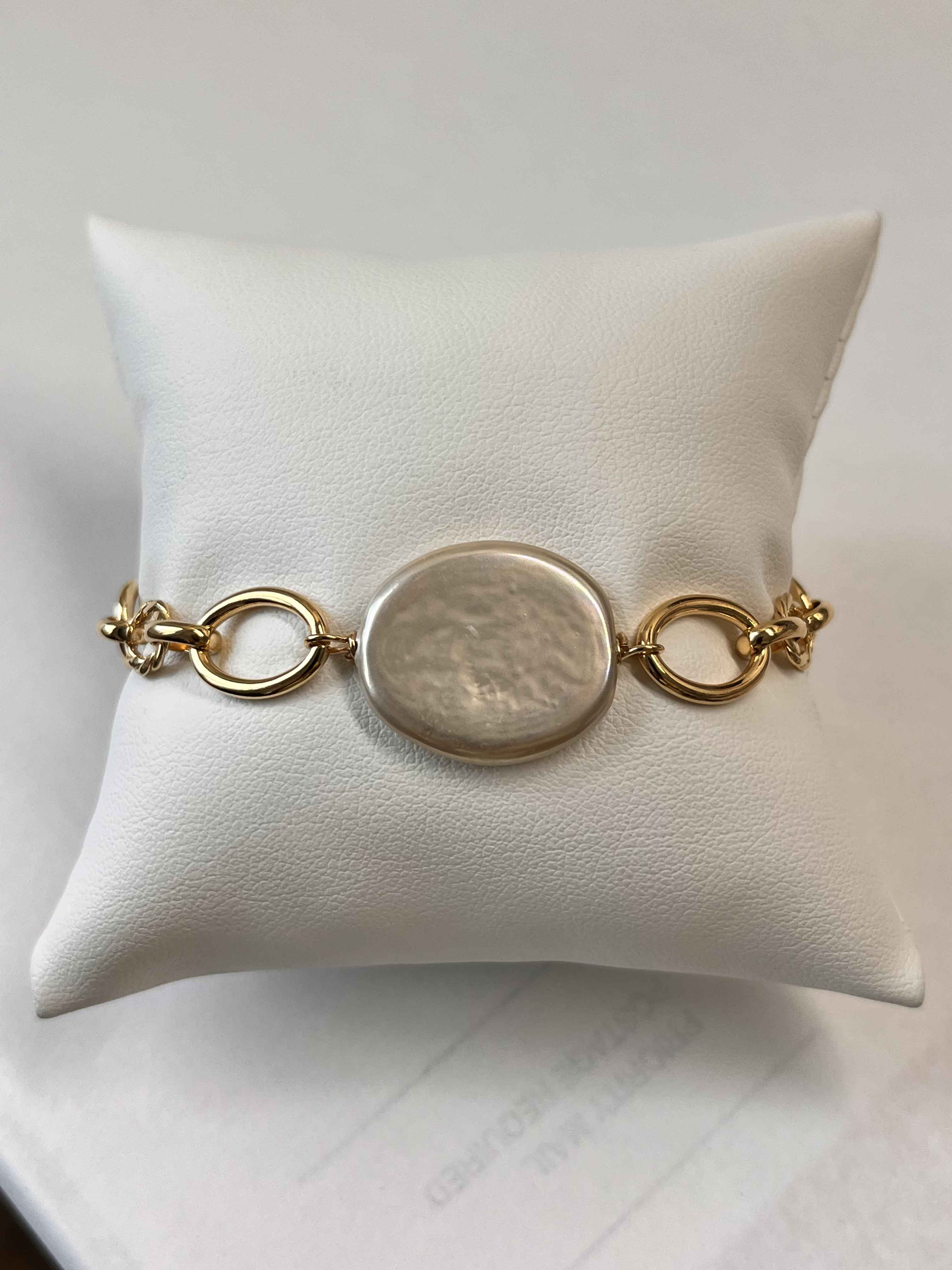 Bracelet mallorca pearls gold plated white pearls - Item # 18745