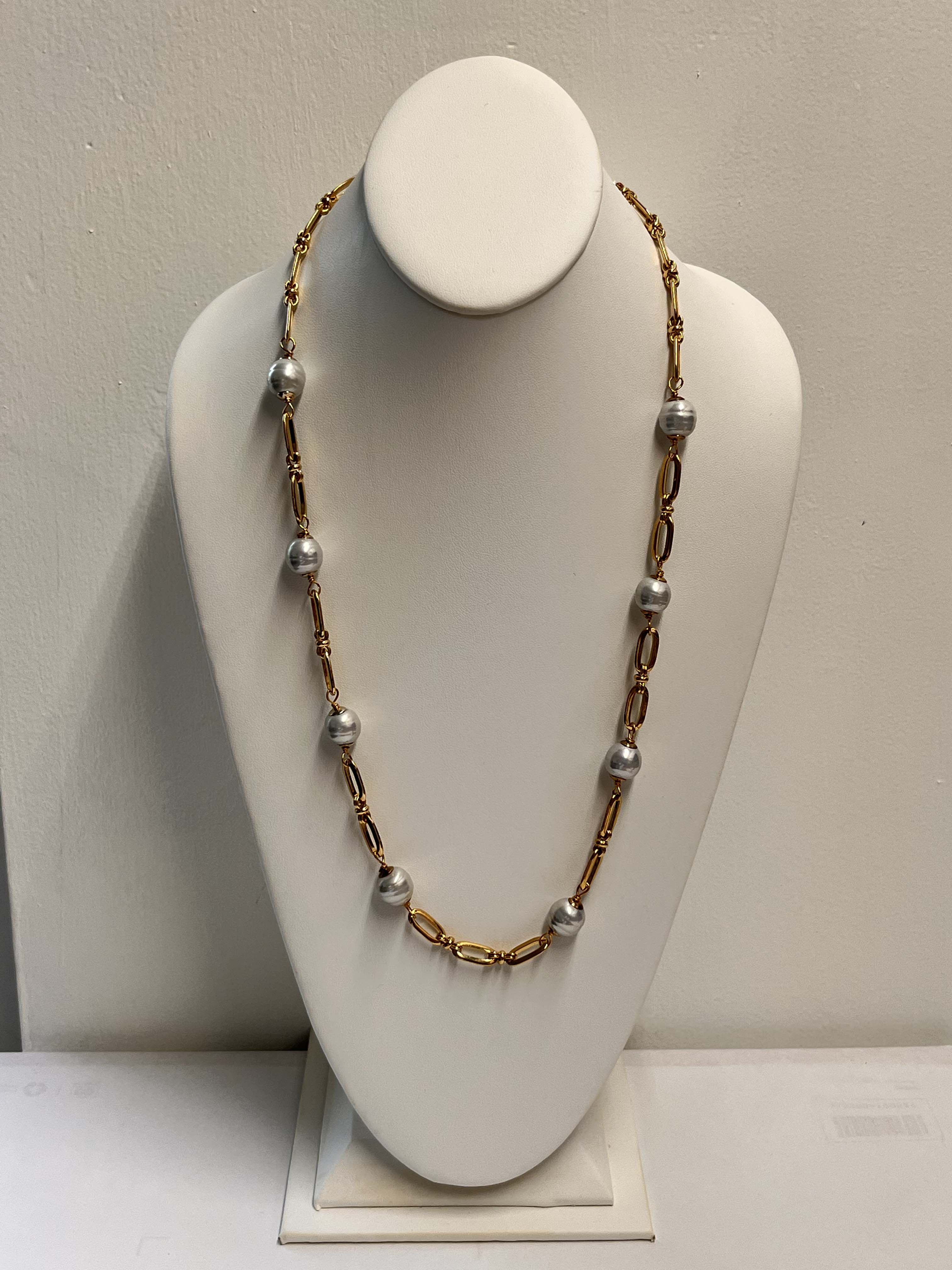 Necklace mallorca pearls gold plated white pearls - Item # 18772