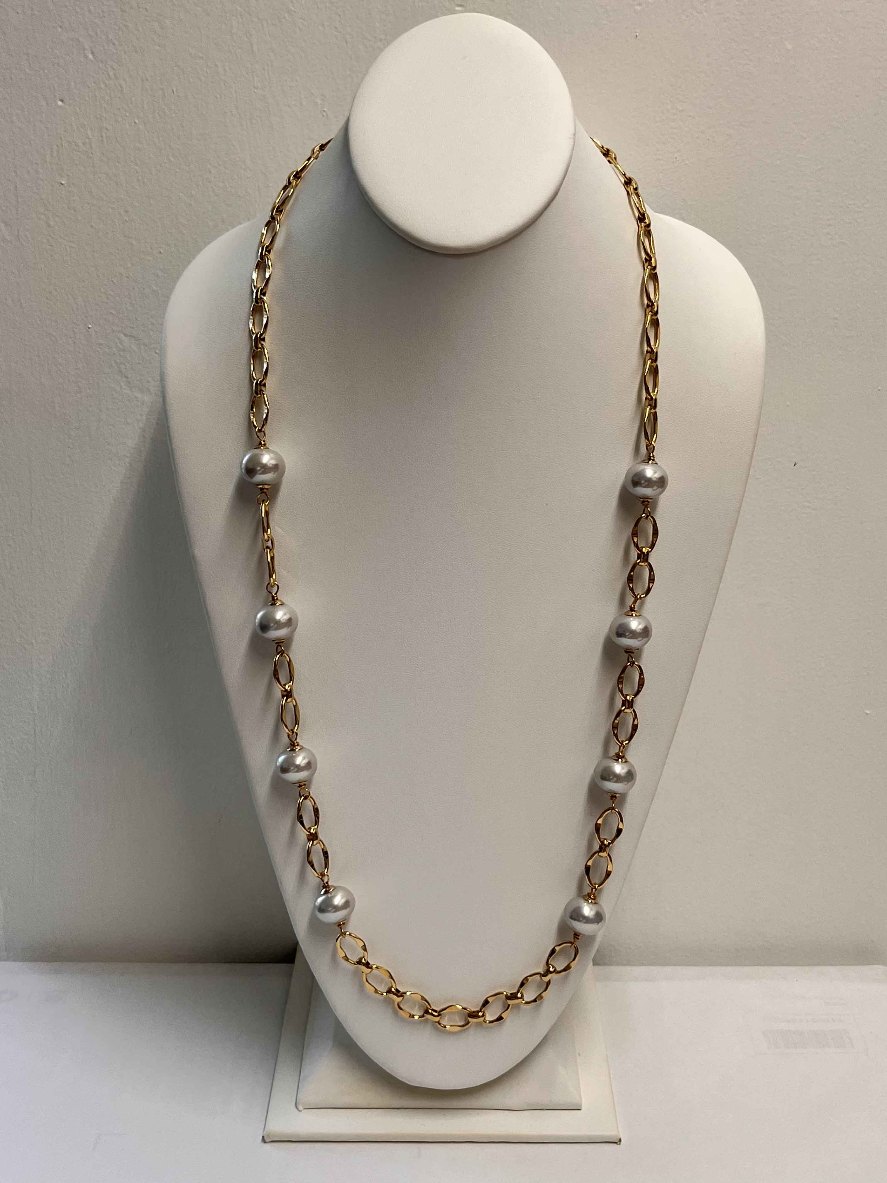 Necklace mallorca pearls gold plated white pearls - Item # 18775