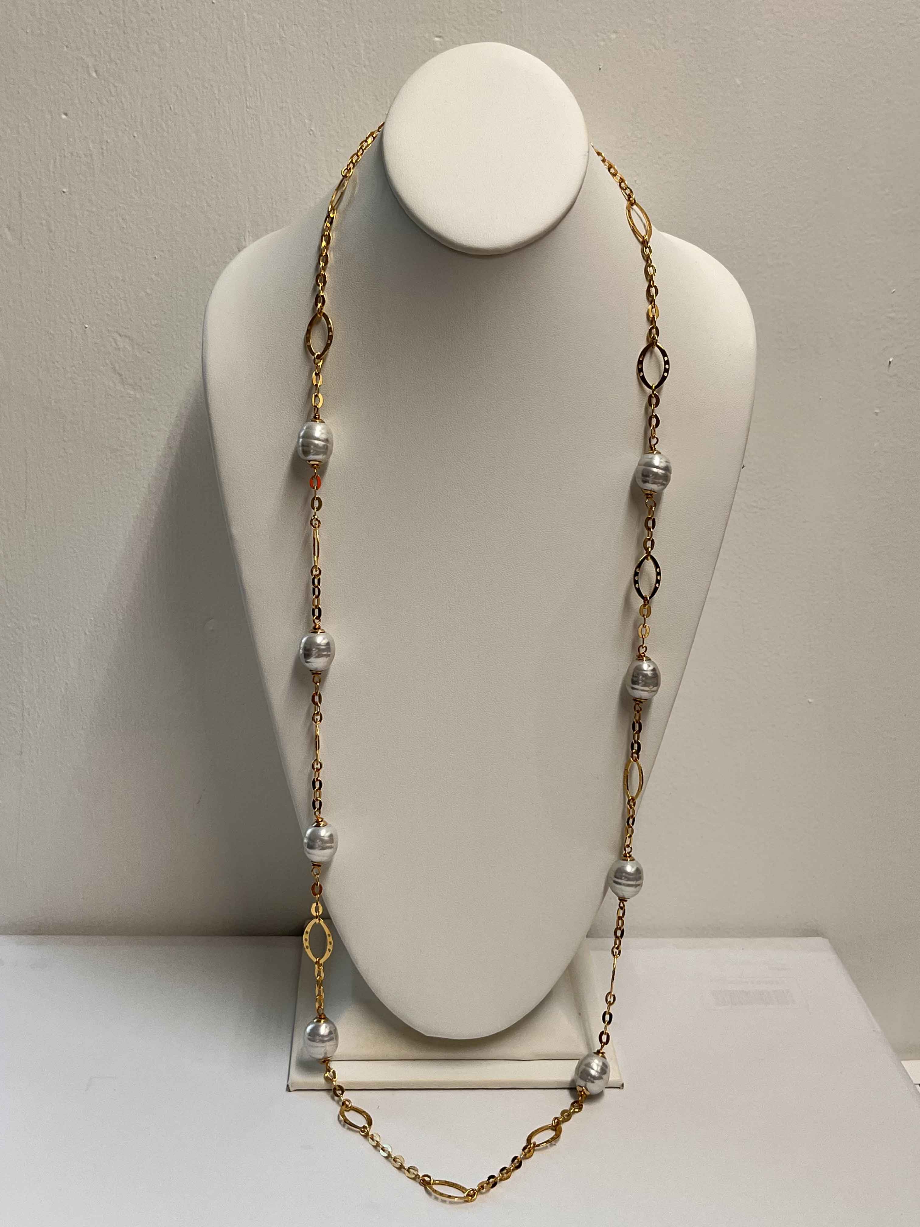 Necklace mallorca pearls gold plated white pearls - Item # 18782