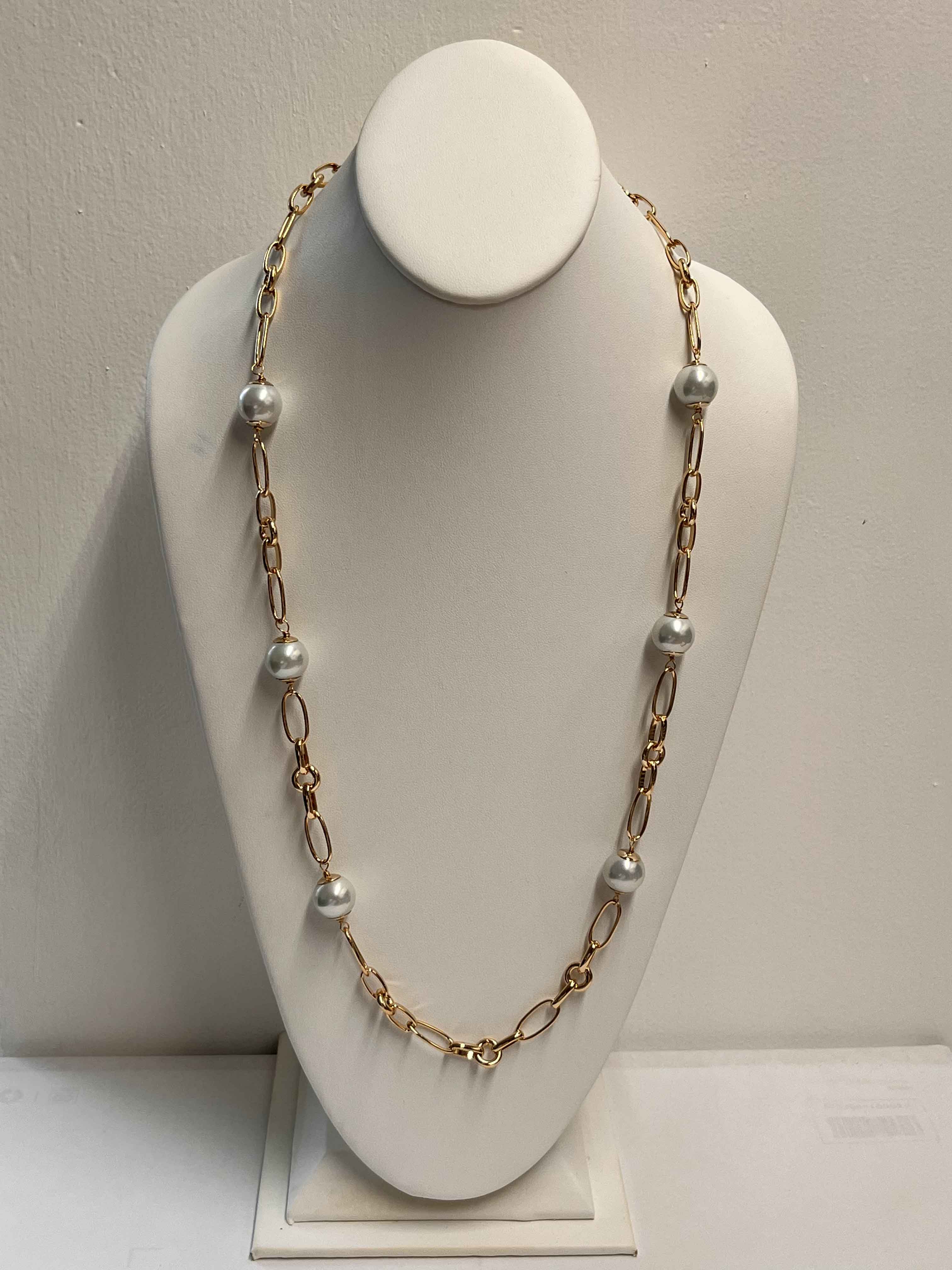 Necklace mallorca pearls gold plated white pearls - Item # 18796