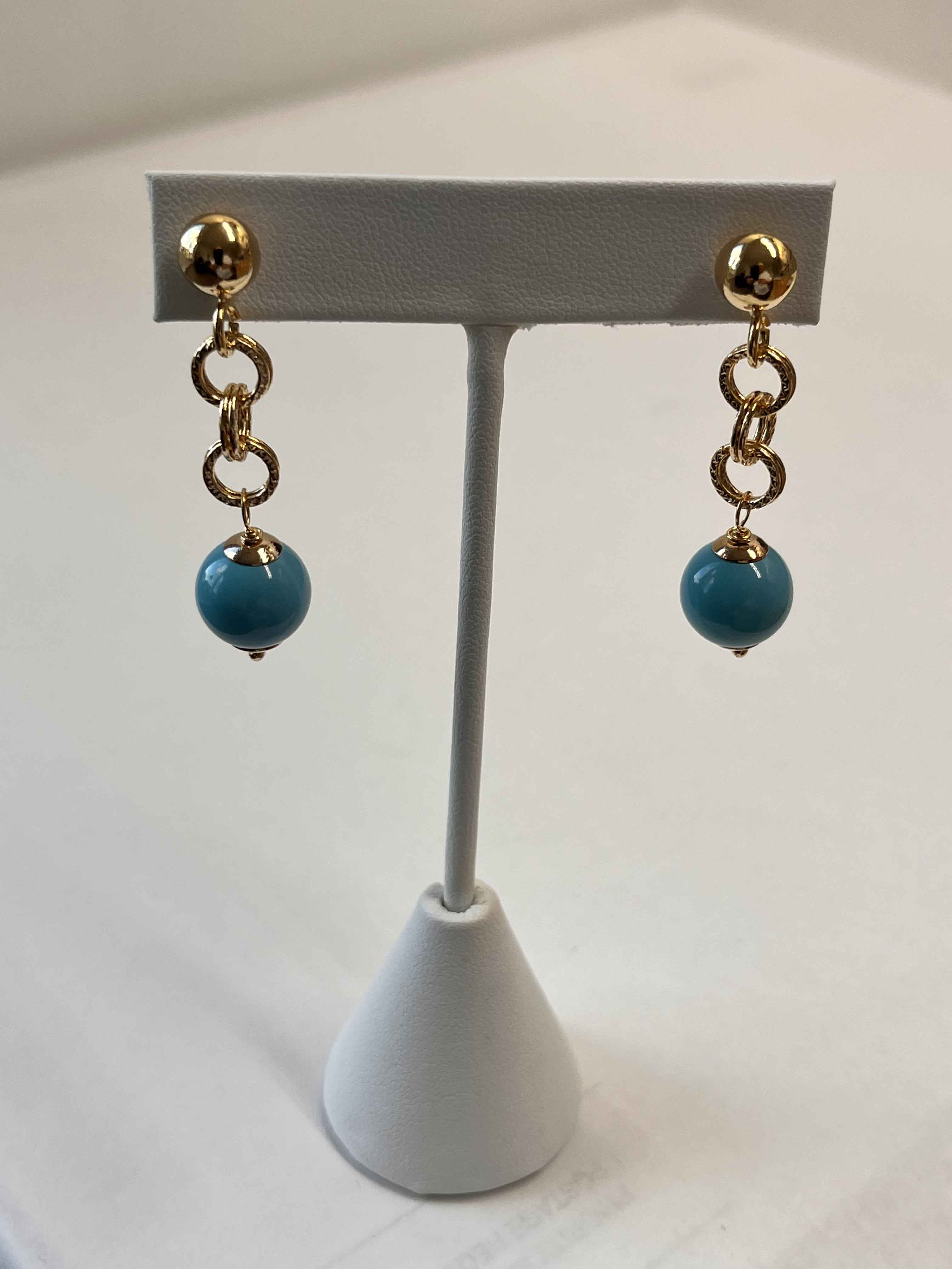 Earrings mallorca pearls gold plated turquoise pearls - Item # 18797