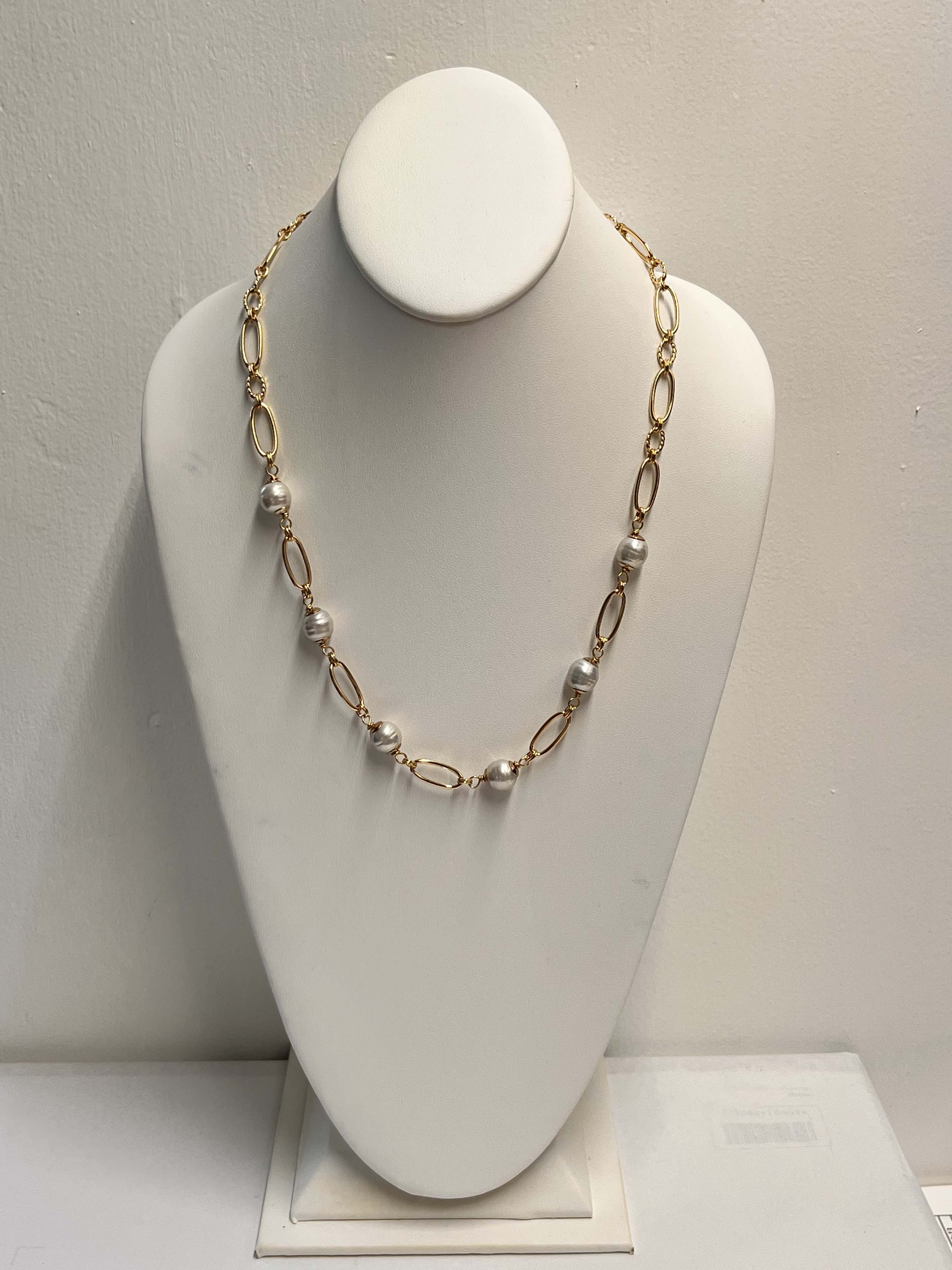 Necklace mallorca pearls gold plated white pearls - Item # 18799