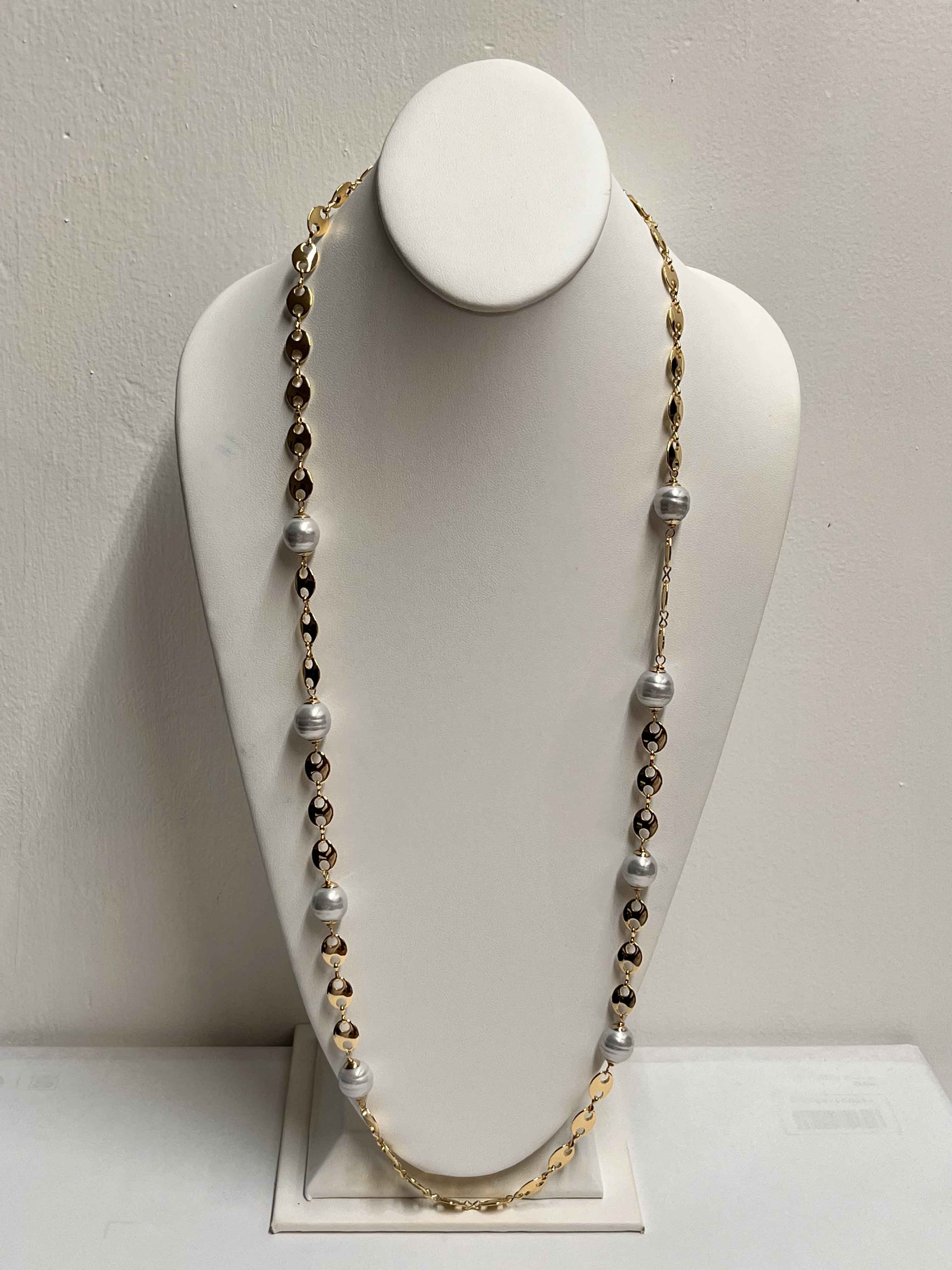Necklace mallorca pearls gold plated white pearls - Item # 18811