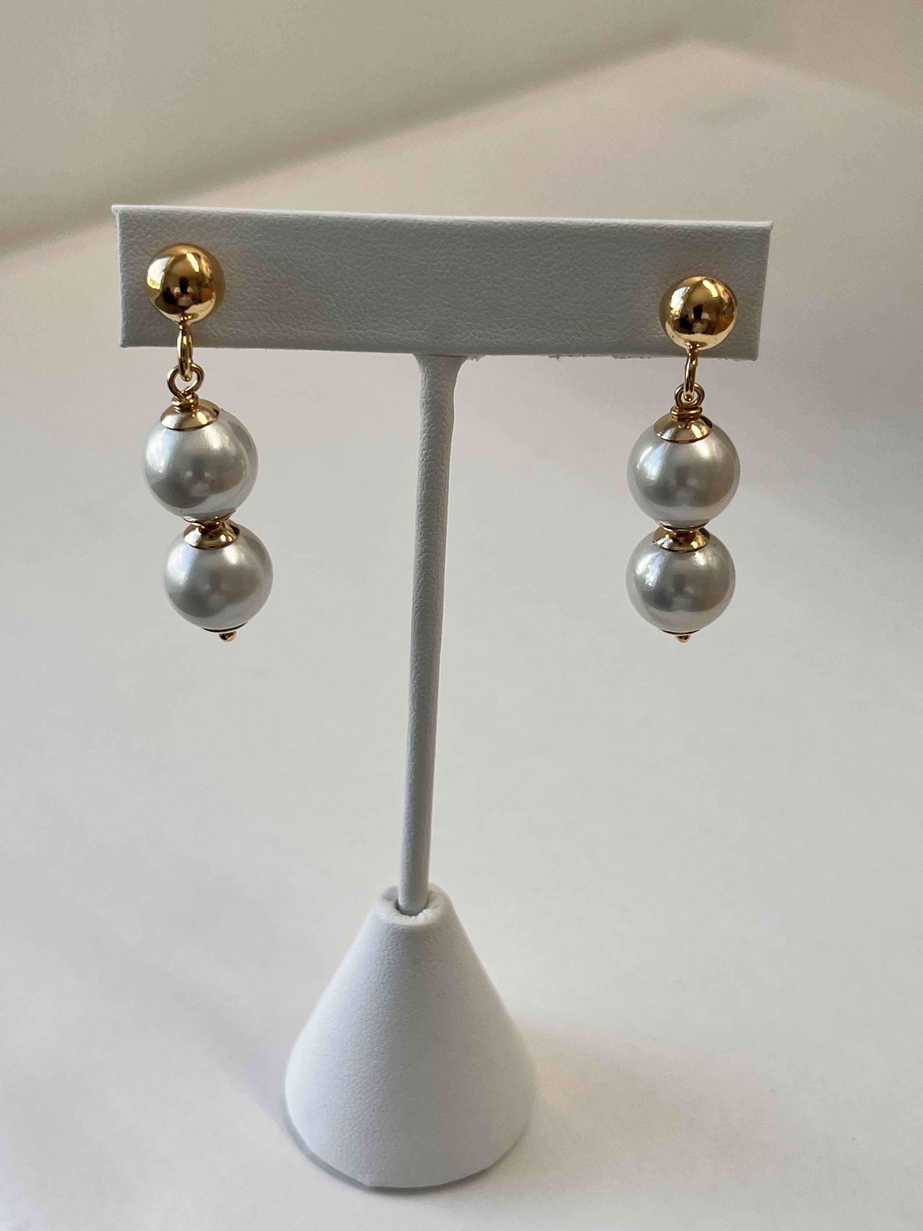 Earrings mallorca pearls gold plated white pearls - Item # 18816