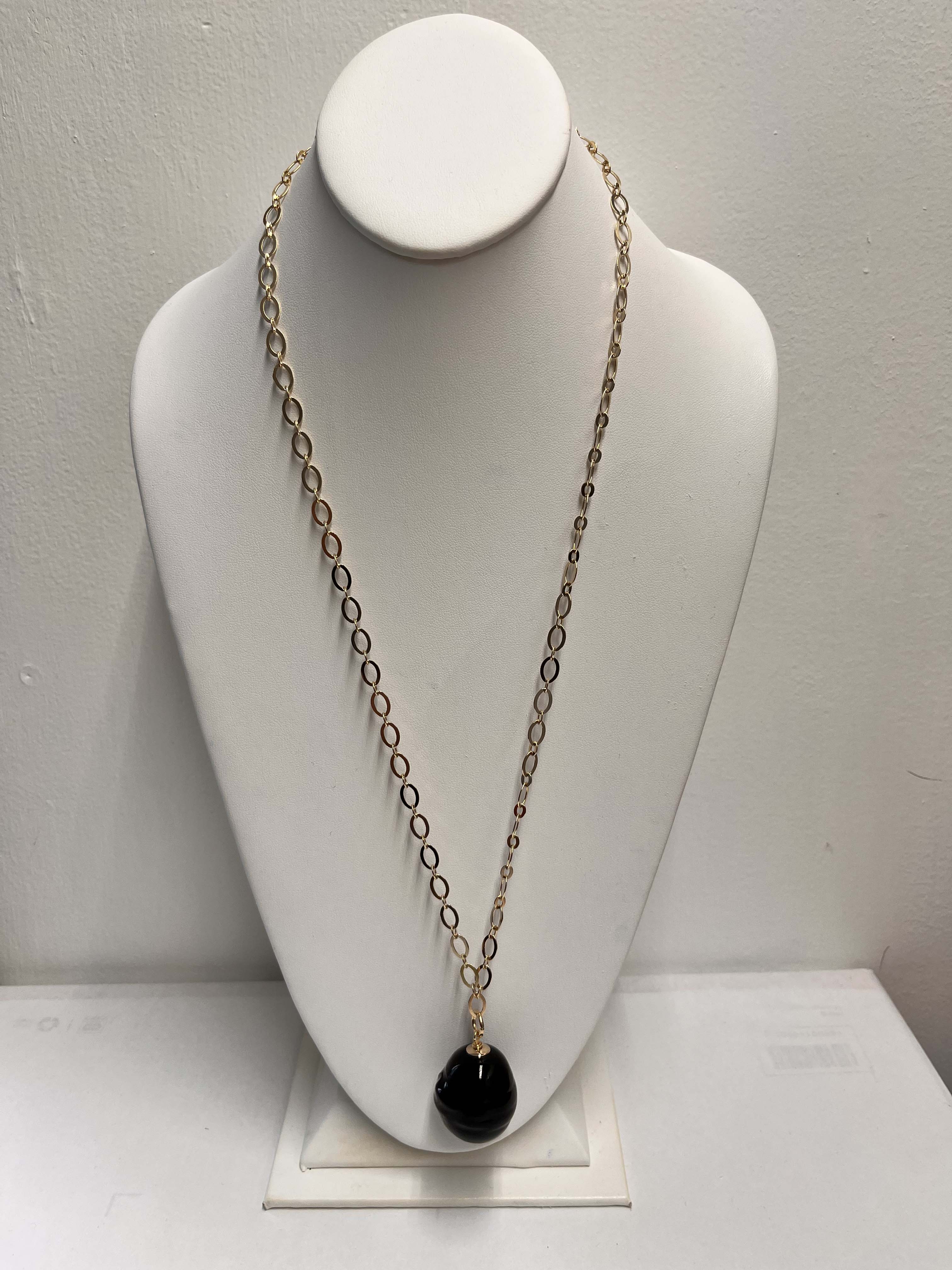 Necklace mallorca pearls gold plated black color pearls - Item # 18847