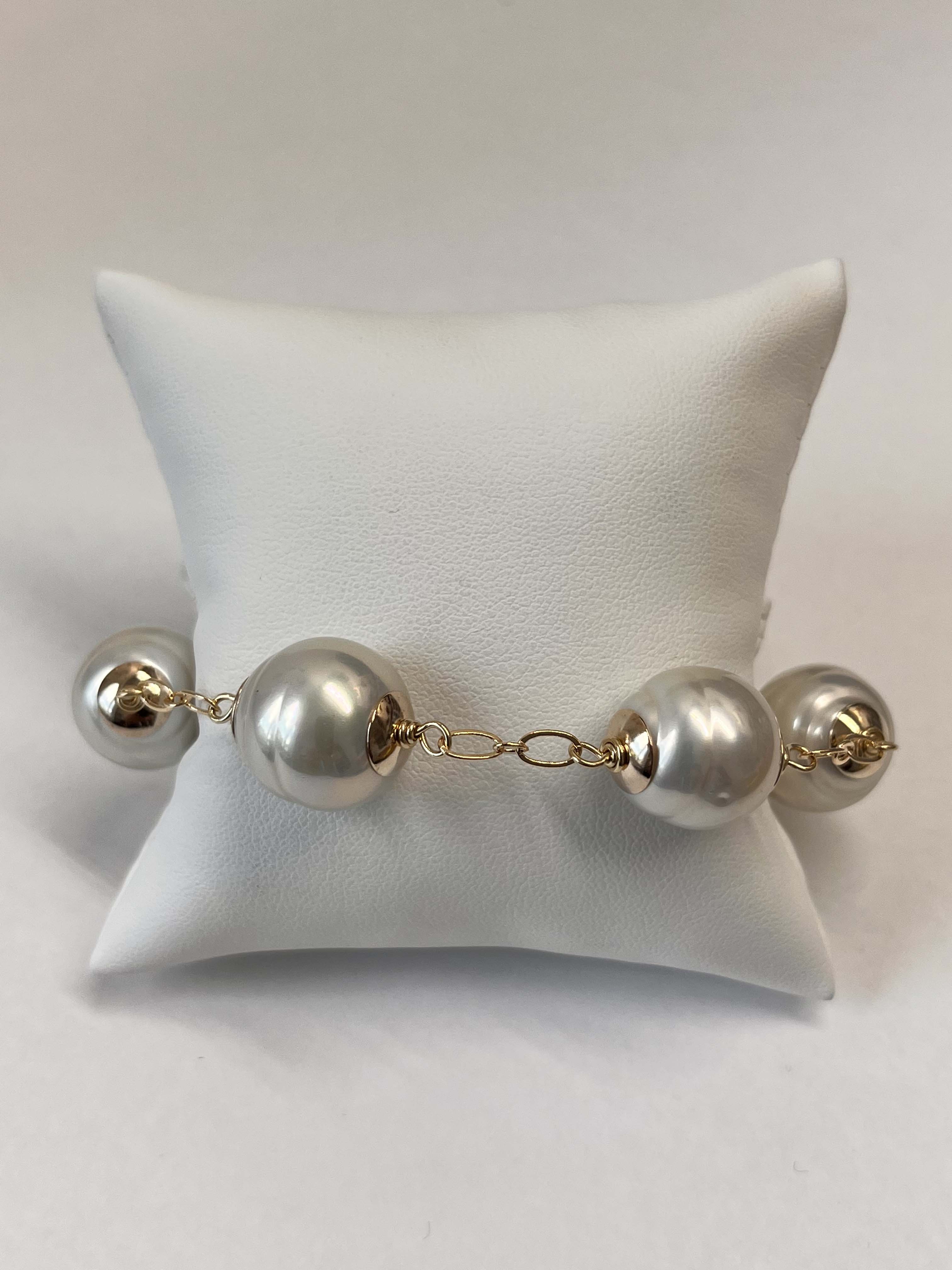 Bracelet mallorca pearls gold plated white pearls - Item # 18868