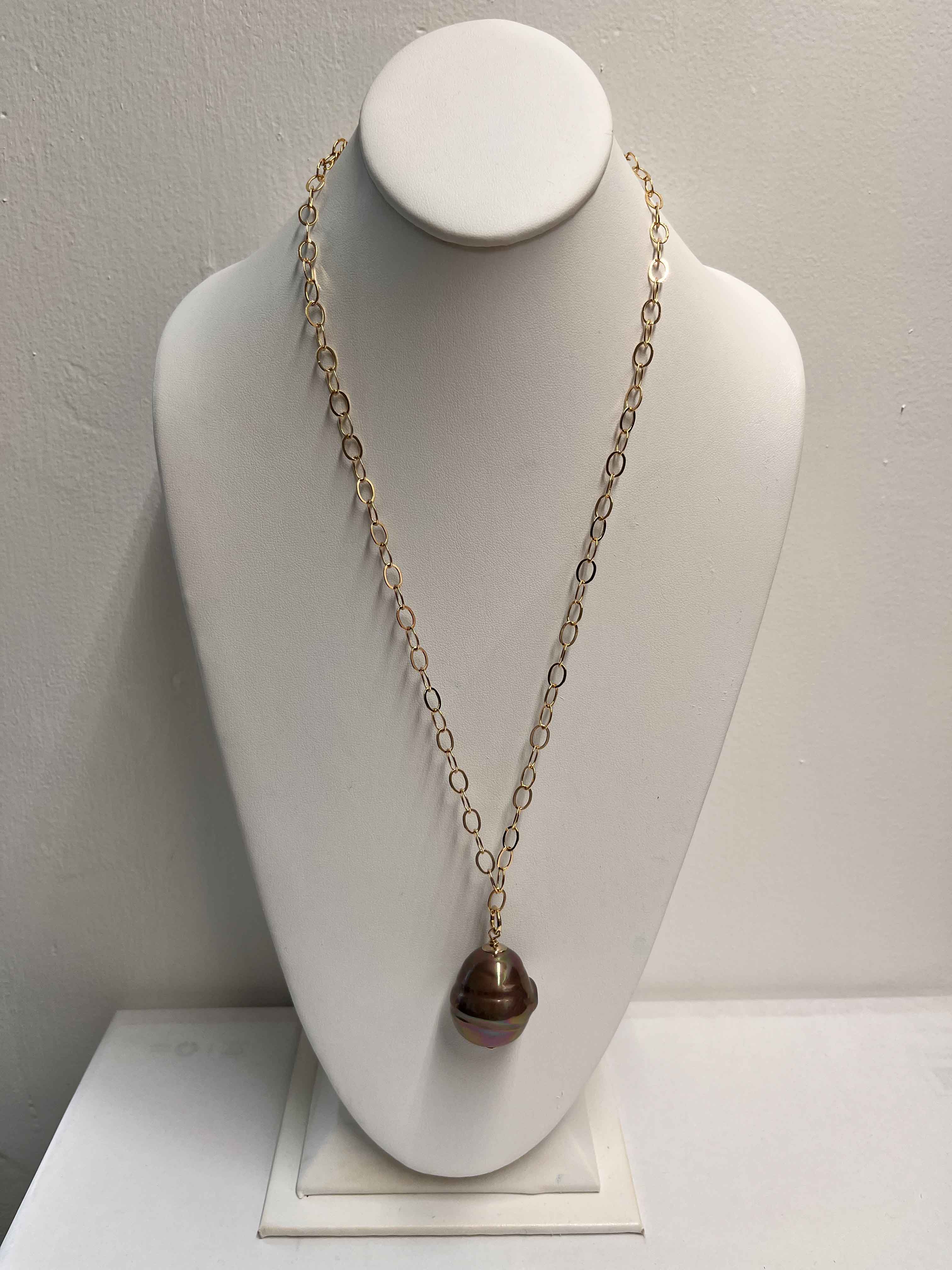 Necklace mallorca pearls gold plated dark brown color pearls - Item # 18877