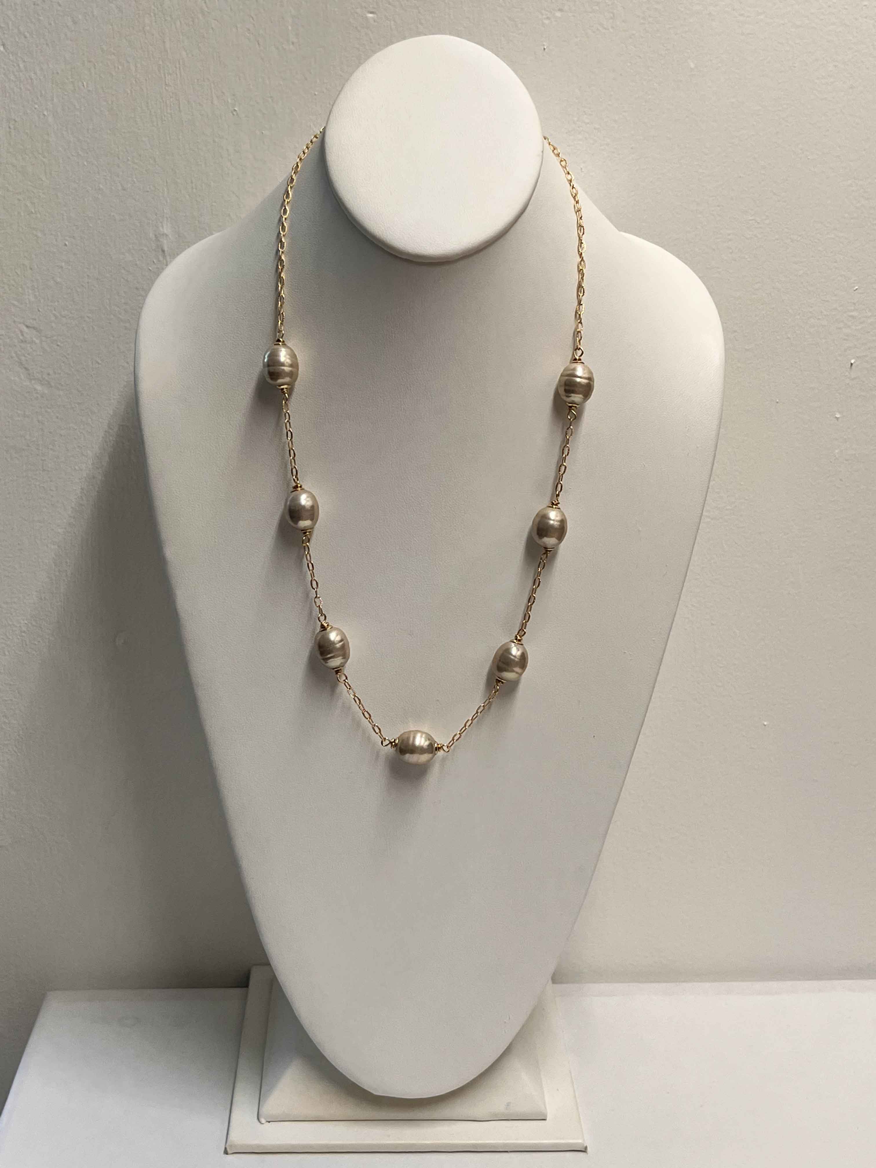 Necklace mallorca pearls gold plated champagne color pearls - Item # 18891