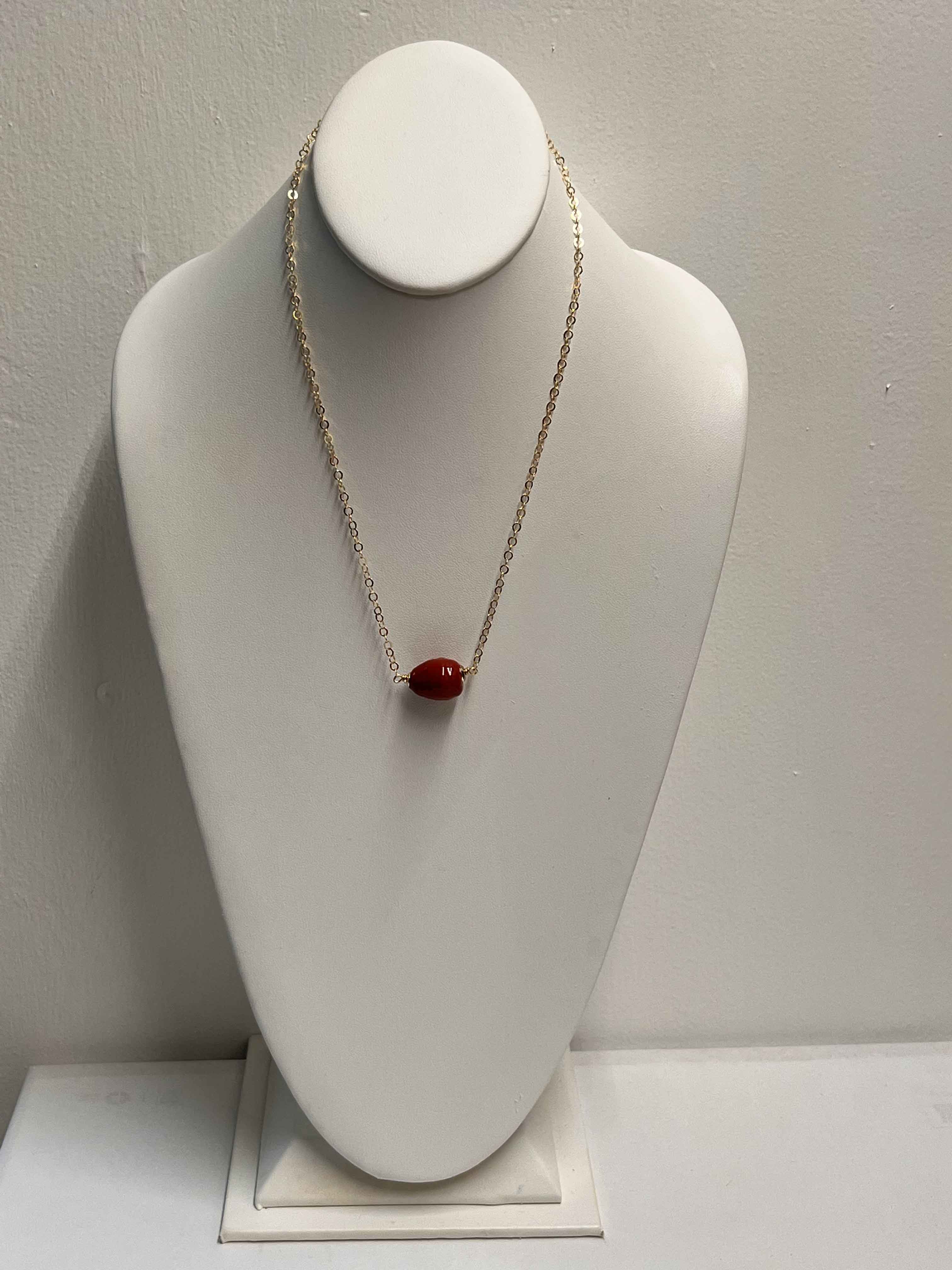 Necklace mallorca pearls gold plated coral red color pearls - Item # 18899