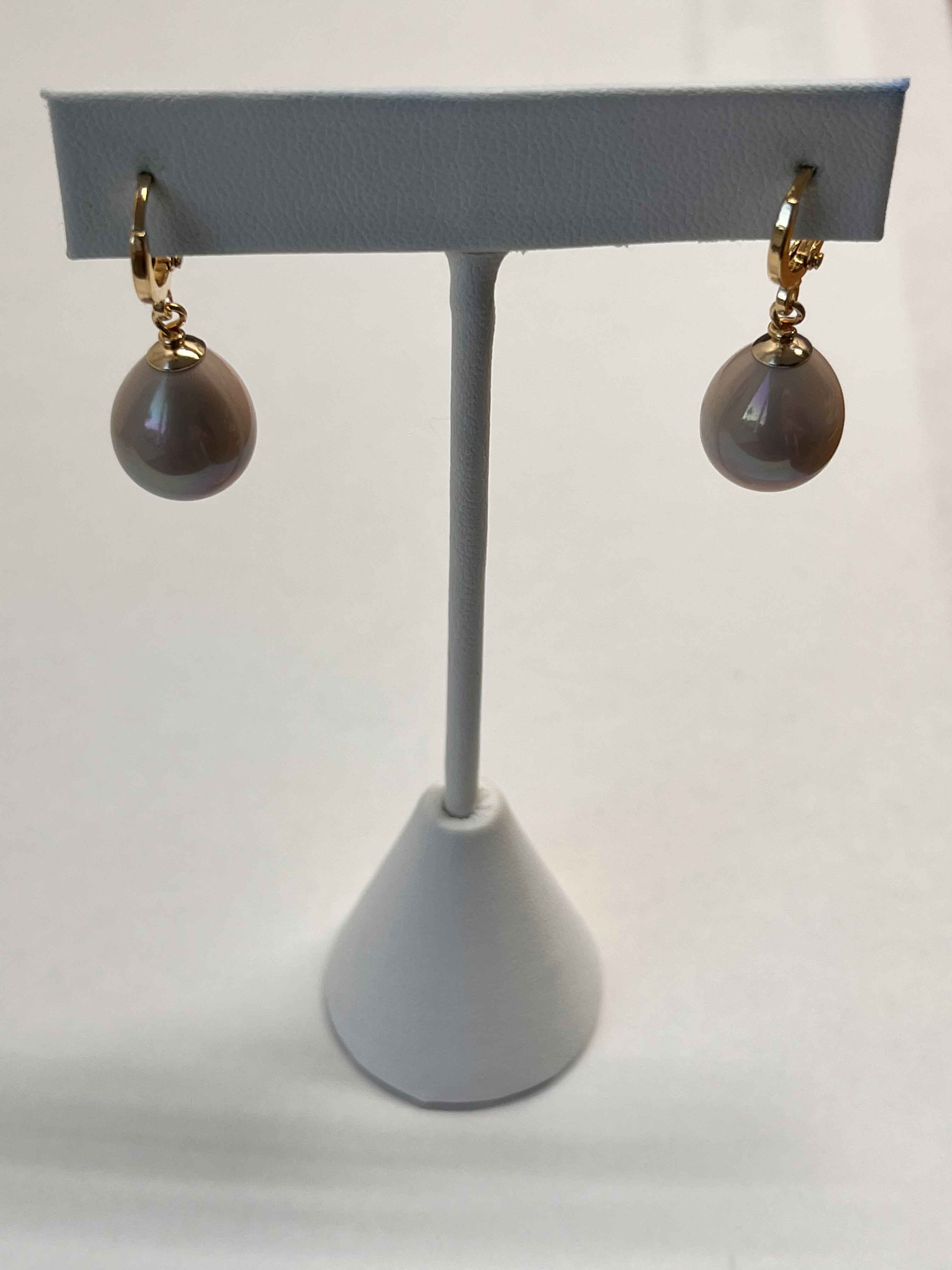 Earrings mallorca pearls gold plated pink color pearls - Item # 18910